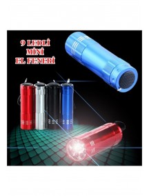 Süper Parlak 9 Ledli Metal Mini El Feneri-Mavi