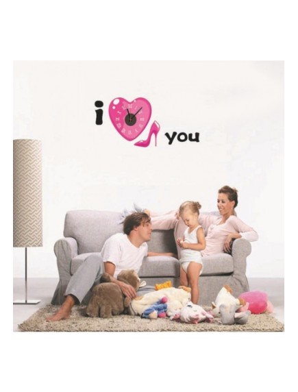 I Love You Temalı Duvara Yapışan Saat